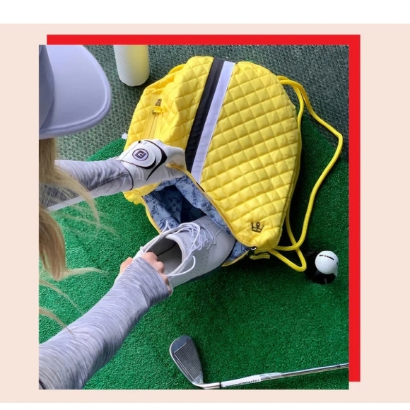 Oliver Thomas Tennis Backpack Drawstring Bag Cinch Yellow - Picture 15 of 15